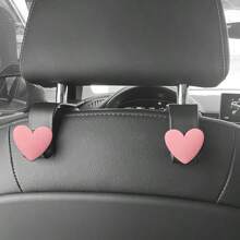 2 piezas Ganchos creativos con forma de corazón para reposacabezas de coche, organizadores de almacenamiento para el coche para colgar bolsas, carteras, bolsas de la compra, paraguas