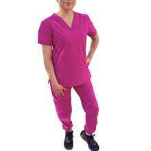 Surgical Uniform For Women - 玫紅色 - 查看 4