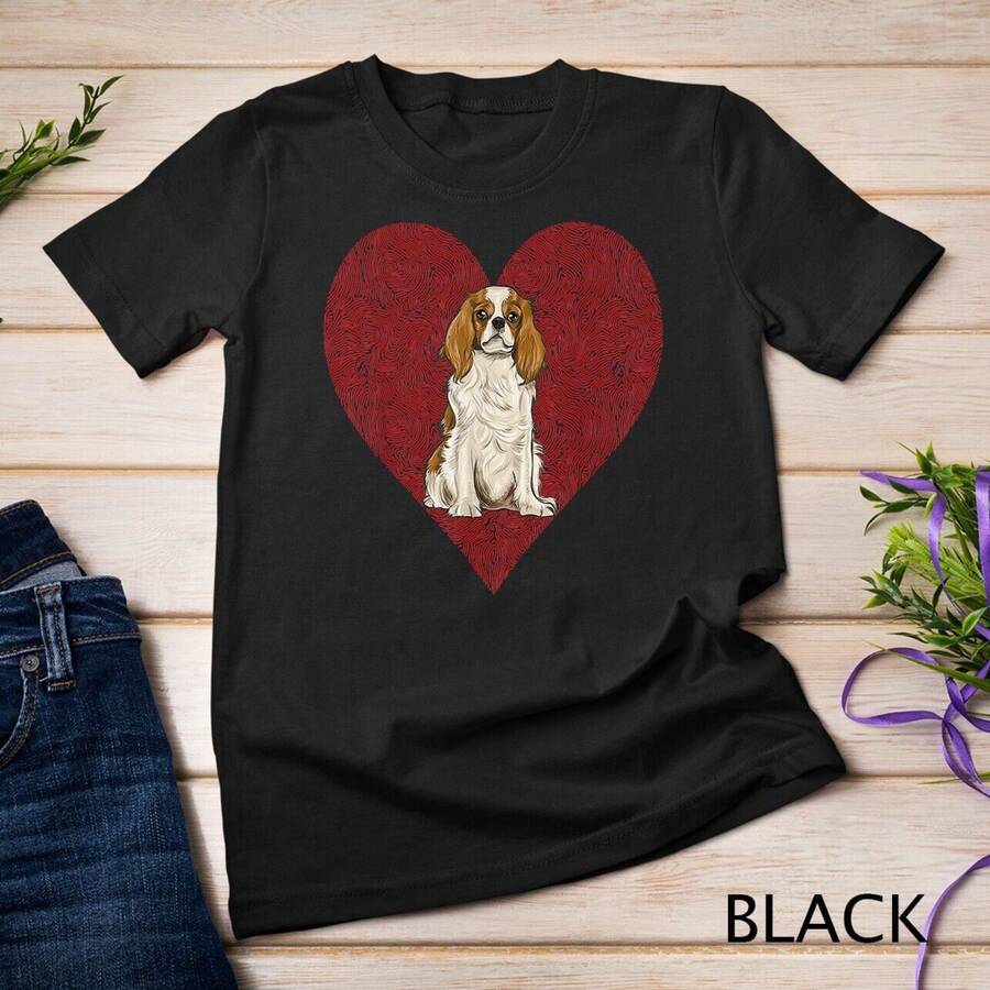 Cavalier King Charles Spaniel Valentines Day Dog Love Heart Unisex T-Shirt