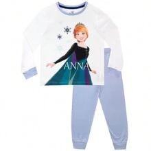 Disney Frozen Pyjamas | 2 Pack Girls Pjs | Anna & Elsa Girls' Pyjama Sets - Blue - View 4
