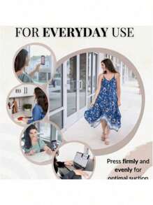 Cell Phone Holder With Suction Cups And Double-Sided Tape – Practical And Versatile Fixation - trắng - Xem 5