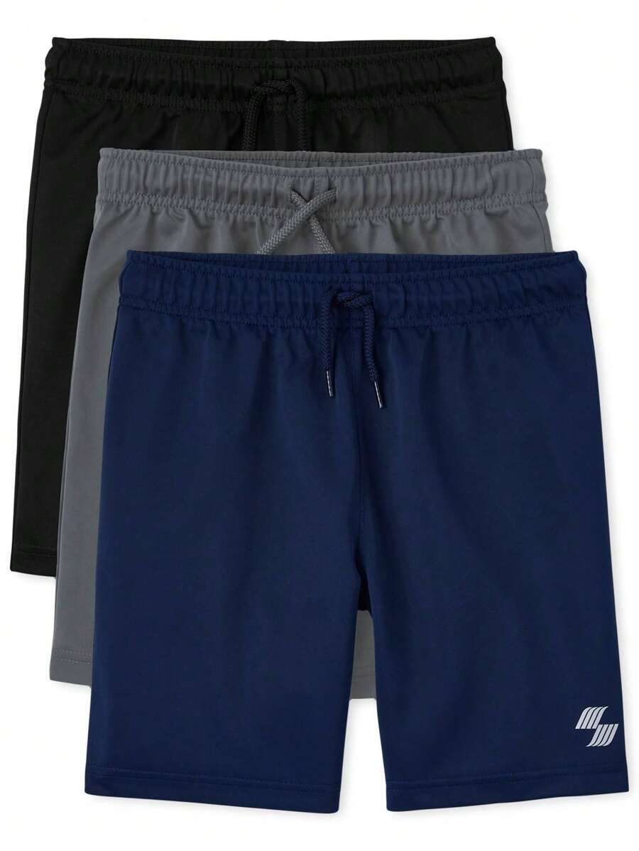 The Children's PLACE Boys Basketball Shorts 3-Pack Red Navy Blue Grey Black - 黑/藍/灰 - 查看 1