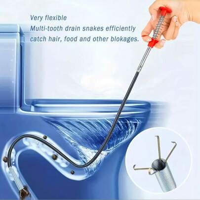 Herramienta para desatascar drenajes, resorte de serpiente para tuberías, herramienta flexible de metal para limpieza de drenajes, desatascador de drenaje de baño, removedor de obstrucciones de fregadero de cocina, herramienta para desazolvar tuberías, limpiador de cabello para inodoro y fregadero, herramienta para quitar cabello de drenaje en casa