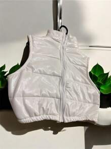 Chaleco puff de dama vinipiel - Blanco - Ver 2