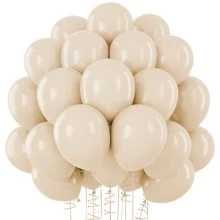 50 Flat Colored Bladder Balloon 9 Inch Round Ball Balloons Decoration Party Birthday Tea Reveal Arch - Cát - Xem 1
