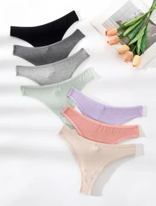 Kit 15 Calcinhas Fio Dental de Algodão Canelado