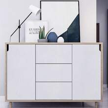 1 卷白色木纹接触纸，自粘可移除 PVC 壁纸，适用于厨房、卧室、客厅、台面、家具、家居装饰和家具翻新 - 白色 - 查看 5