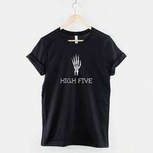 High Five Funny Halloween Shirt - Funny Skeleton Halloween TShirt - Black - View 1