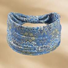 1 件新款女士超宽打结十字交叉弹性头带，扎染佩斯利图案头巾，柔软运动/瑜伽头带发带头巾头带吸汗带，发带 - 彩色 - 查看 9