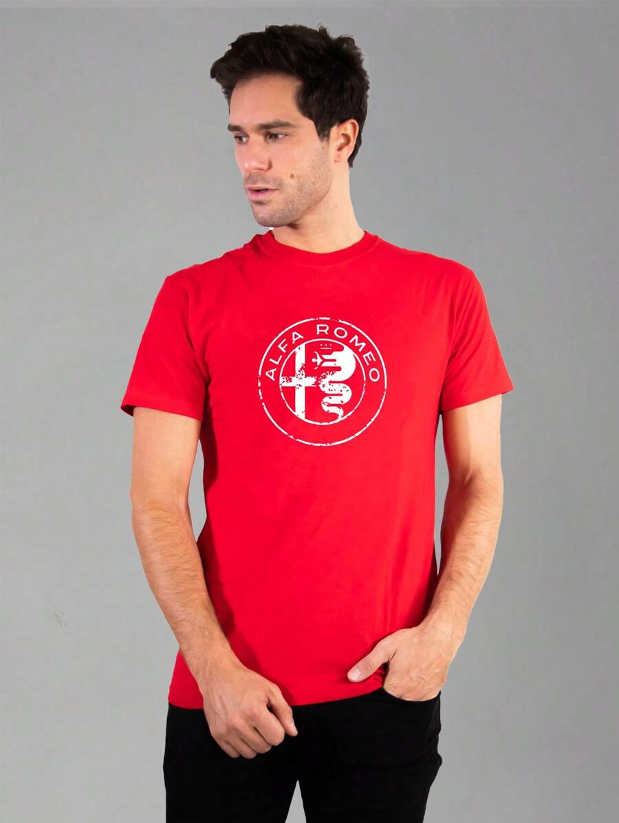 Alfa Romeo Alfa Romeo Milano Men's Cotton T-Shirt Round Neck AR 116 - Red - View 1