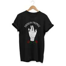 Broken Promise Shirt, Aesthetic T-Shirt, Grunge Clothing, Tattoo Fashion, Edgy Apparel, Urban Outfit, Alternative Clothes - Black - View 1