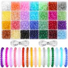 700/1400pcs 8/6mm Round Glass Beads, 28 Colors Boho Style Crystal Beads For Jewelry Making, DIY Bracelet Kit With Bead Organizer, Craft Supplies, Beads Kit For Nechklace Phone Charms Earrings