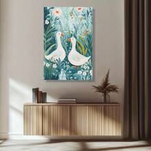 1 Pc Elegant Duck Canvas Art In Blooming Oasis  Wooden Framed Canvas Painting -  Thickness 2.25cm/1inch,Home Gift Decoration, Room Decoration Aesthetic, Wall Decoration Art, Perfect Gift, Autumn And Winter Wall Decoration, Living Room Decoration, Bedroom Decoration, Kitchen Decoration, Entry Decoration, Bathroom Decoration, Direct Wall Painting, High Quality Wall Painting Poster