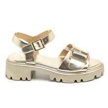 Sandalias con hebillas de detalle metálico - Dorado - Ver 4