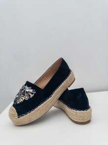 Espadrilles With Platform And Non-Slip Sole, With High Quality And Comfortable For Walking, With Very Nice Rhinestone Detail, Ideal For Daily And Dress, Estimated Delivery 1-3 Business Days (Peninsula)