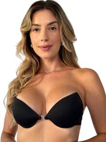 Eatifa Sutian Costa Nua Com Alça de Silicone Discreto Regulável e Removível com Bojo Sutiã Nude Chocolate