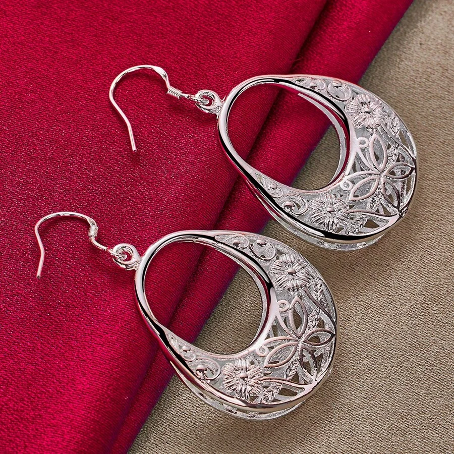 925 纯银吊坠蝴蝶镂空耳坠女士婚礼订婚派对时尚珠宝