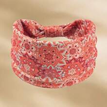 1 件新款女士超宽打结十字交叉弹性头带，扎染佩斯利图案头巾，柔软运动/瑜伽头带发带头巾头带吸汗带，发带 - 彩色 - 查看 4