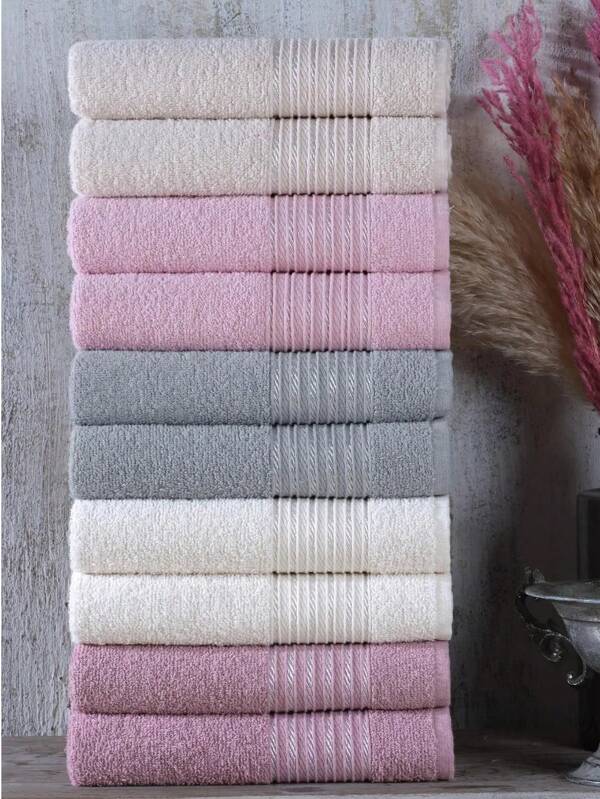 100% Türkische Baumwolle | Zeynep Tekstil | 10er-Set Hand- und Gesichtstücher | Überlegener Komfort und Alltagsstil | 50*90