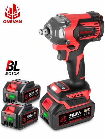 ONEVAN Brushless Electric Wrench 1/2" 1200Nm Impact Wrench Screwdriver Drill Driver For Home And Small Car Big Container Truck Gifts Suitable For Fathers And Boyfriends, For Father's Day And Valentine's Day