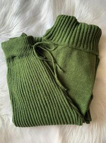 Cacharrel Mousse Knit Turtleneck Top And Trousers Set - Verde - View 3