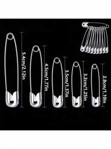 Alfinetes de segurança de aço niquelado, resistente, 5 tamanhos diferentes de alfinetes de segurança, para roupas, costuras artesanatos