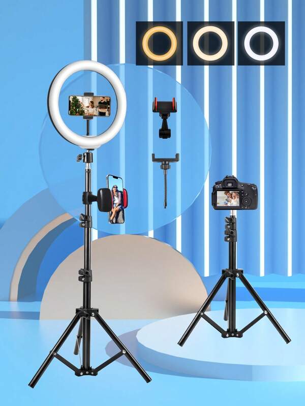 12-Inch Dimmable LED Ring Light, 110 Cm Tripod And 2 Phone Stands,  USB Power Supply, Perfect Gift For Birthdays, Christmas, Halloween And Special Occasions, With Flexible Tripod Stand And LED Light For Phone Stand