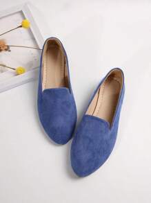 Women's Plain Pattern Medium Width Pointed Toe Textile Flat Shoes, Casual Comfortable Slip On Shoes For Daily, Footwear Walking Shoes For Fall 2024 - 卡其色 - 查看 8
