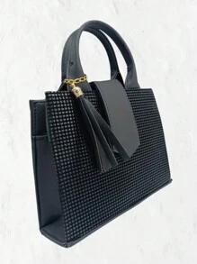 bolsa de niña color negro bolso para adolescente de moda bolsa chica versatil bolso casual bolsa practica - Negro - Ver 2