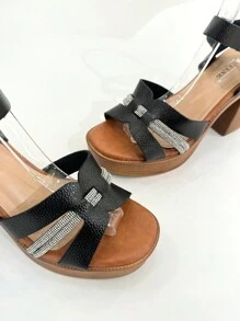 REVREAL Sparkly Platform Sandals Stylish Sandals Summer Sandals For Women - Black - View 5