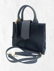bolsa de niña color negro bolso para adolescente de moda bolsa chica versatil bolso casual bolsa practica - Negro - Ver 3
