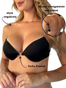Eatifa Sutian Costa Nua Com Alça de Silicone Discreto Regulável e Removível com Bojo Sutiã Nude Chocolate