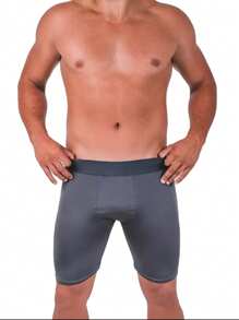 Men's Microfiber Cycling Boxer Shorts Long Leg Adult Promotion - Grey - View 1