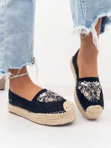 Espadrilles With Platform And Non-Slip Sole, With High Quality And Comfortable For Walking, With Very Nice Rhinestone Detail, Ideal For Daily And Dress, Estimated Delivery 1-3 Business Days (Peninsula)