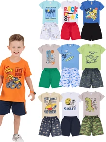 10 Piece Children's Summer Kit For Boys, 1 To 14 Years Old - 5 T-Shirts + 5 Shorts - Nhiều màu - Xem 1