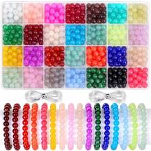700/1400pcs 8/6mm Round Glass Beads, 28 Colors Boho Style Crystal Beads For Jewelry Making, DIY Bracelet Kit With Bead Organizer, Craft Supplies, Beads Kit For Nechklace Phone Charms Earrings