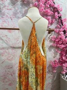 Women's Long  Silk Dress - Azul lavado oscuro - Ver 2