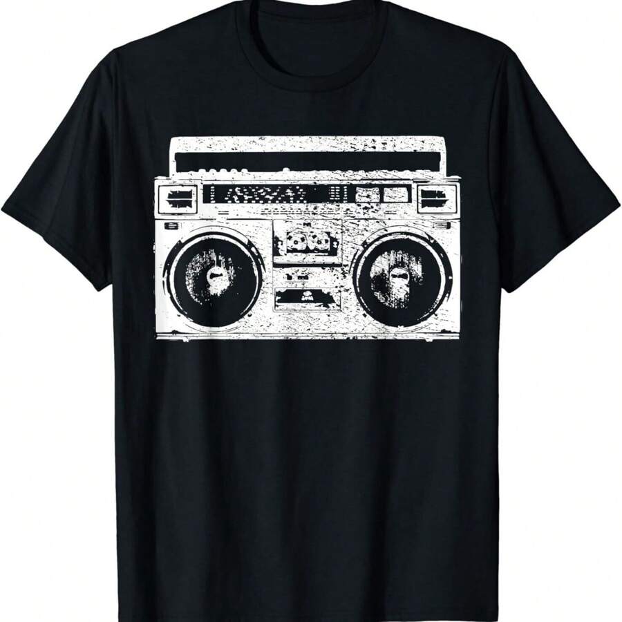 90_s Hip Hop Radio Ghetto Blaster Vintage Gift Unisex T-Shirt - Black - View 1