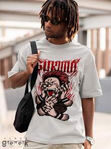 T-Shirt Shirt Jujutsu Kaise Ryomen Sukuna Yudji Itadori Kokusen Anime Series Ref 1542 FLUXOGEEK - 灰色 - 查看 4