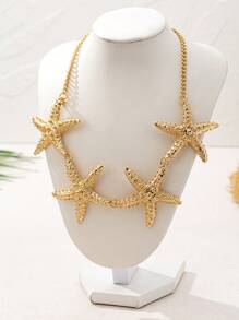 1 Set Fashion Starfish Ring, Earrings & Necklace Jewelry Set - Yellow Gold - View 4