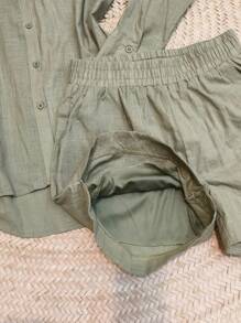 2pcs Shirt And Shorts Set - Army Green - View 2