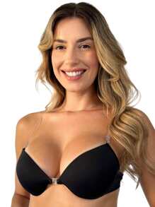 Eatifa Sutian Costa Nua Com Alça de Silicone Discreto Regulável e Removível com Bojo Sutiã Nude Chocolate