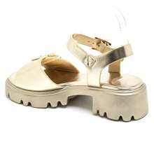 Sandalias con hebillas de detalle metálico - Dorado - Ver 5