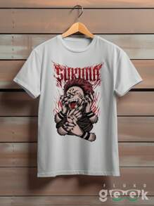 T-Shirt Shirt Jujutsu Kaise Ryomen Sukuna Yudji Itadori Kokusen Anime Series Ref 1542 FLUXOGEEK - 灰色 - 查看 1