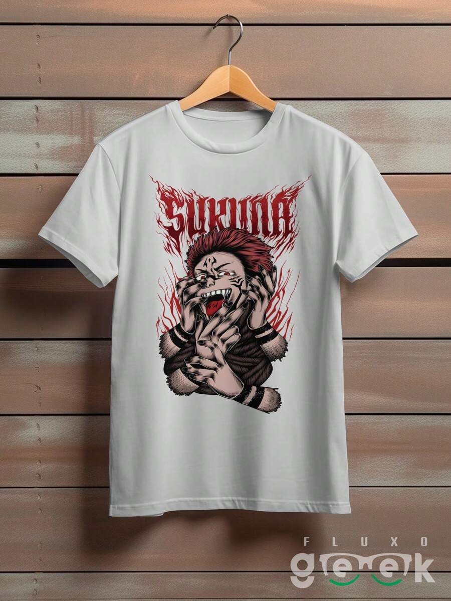 T-Shirt Shirt Jujutsu Kaise Ryomen Sukuna Yudji Itadori Kokusen Anime Series Ref 1542 FLUXOGEEK - 灰色 - 查看 1