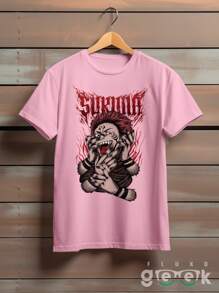 T-Shirt Shirt Jujutsu Kaise Ryomen Sukuna Yudji Itadori Kokusen Anime Series Ref 1542 FLUXOGEEK - 淺粉色 - 查看 1