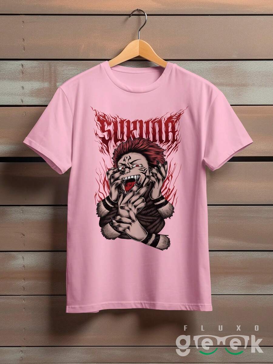 T-Shirt Shirt Jujutsu Kaise Ryomen Sukuna Yudji Itadori Kokusen Anime Series Ref 1542 FLUXOGEEK - 淺粉色 - 查看 1