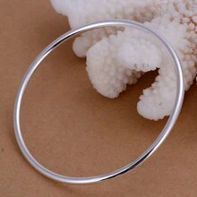 镀银手链时尚个性简约光滑手镯女士婚礼订婚珠宝