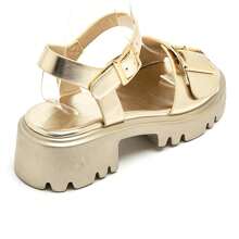 Sandalias con hebillas de detalle metálico - Dorado - Ver 6
