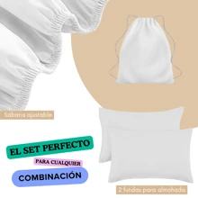 Single Fitted Sheet And 1 Cotton-Touch Microfiber Pillowcase - 白色 - 查看 3